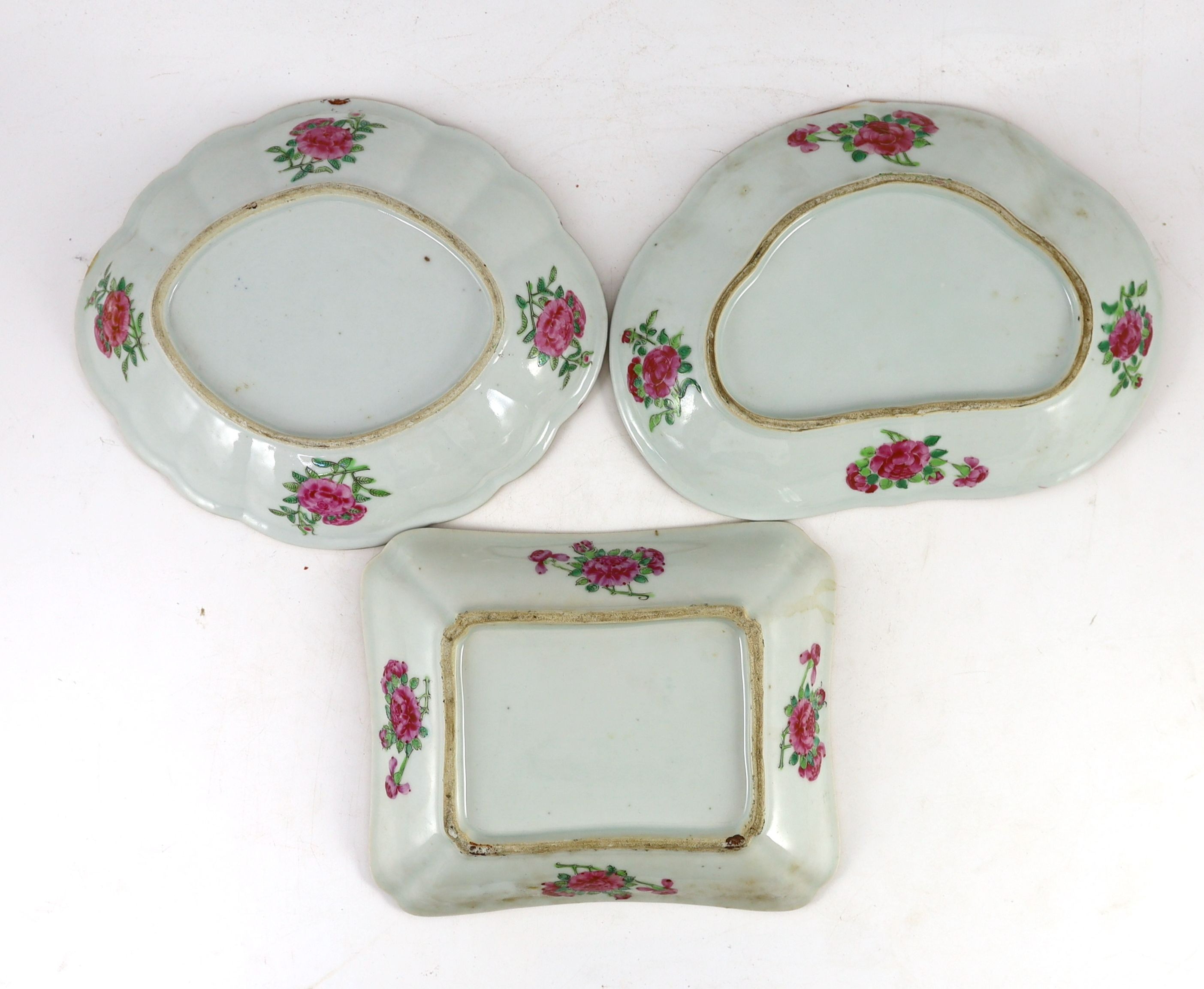 A Chinese famille rose part dessert service, Daoguang period (1821-50), some chips